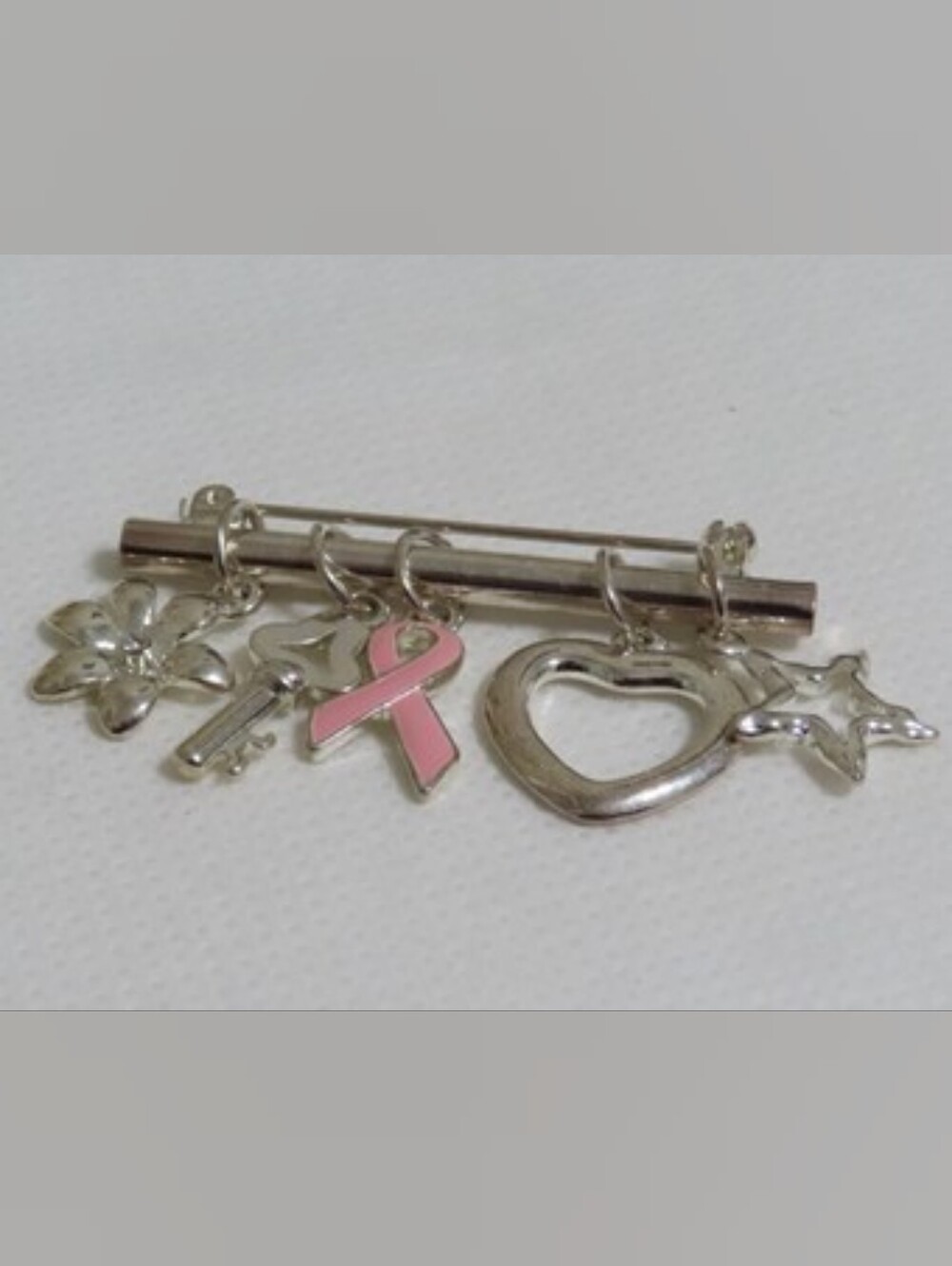 Silver Plated Breast Cancer Awareness Brooch